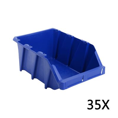 vidaXL Contenedores almacenaje apilables 218x360x156 mm azul 35 uds