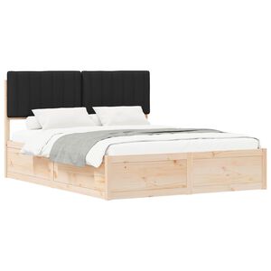vidaXL Estructura de Cama con Cabecera Tapizada Negro 150 x 200 cm