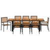 vidaXL Conjunto de Comedor de Jard&iacute;n 9 pcs Negro y Marr&oacute;n
