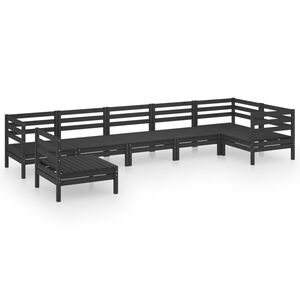 vidaXL Juego de muebles de jard&iacute;n 7 pzas madera maciza de pino negro