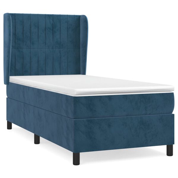 vidaXL Cama box spring con colch&oacute;n terciopelo azul oscuro 80x200 cm