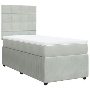 vidaXL Cama box spring con colch&oacute;n terciopelo gris claro 80x200 cm