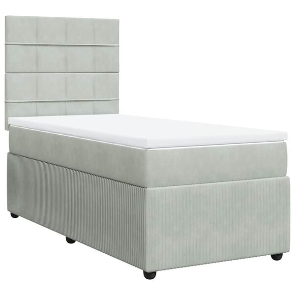 vidaXL Cama box spring con colch&oacute;n terciopelo gris claro 80x200 cm