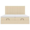 vidaXL Estructura de cama otomana con colchones tela crema 180x200cm