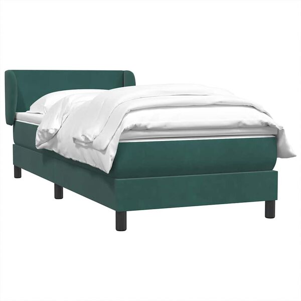 vidaXL Cama box spring con colch&oacute;n terciopelo verde oscuro 90x220 cm