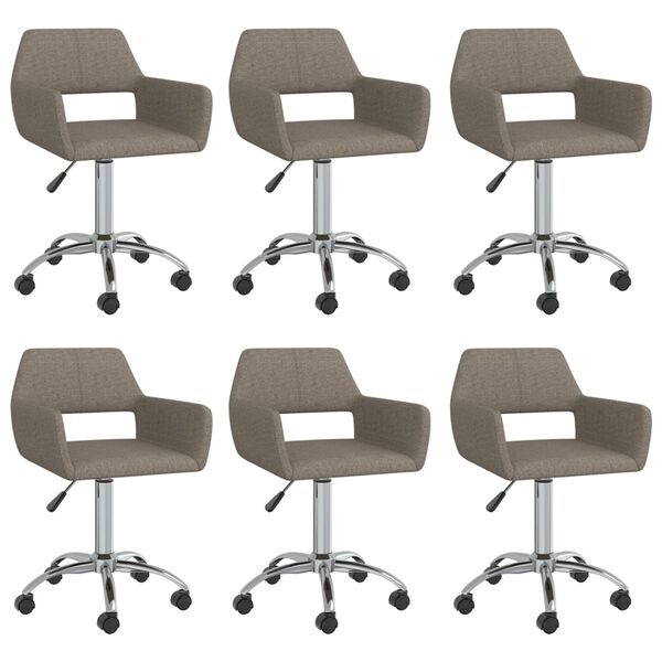 vidaXL Sillas de comedor giratorias 6 unidades tela color gris taupe