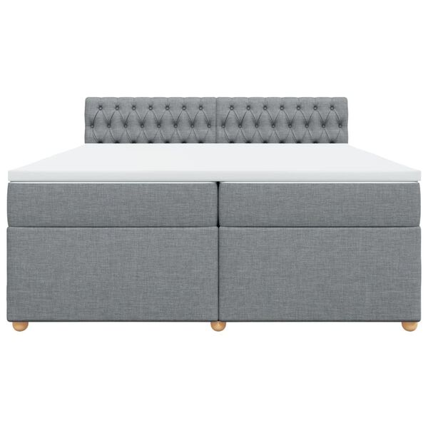 vidaXL Cama box spring con colch&oacute;n tela gris claro 200x200 cm