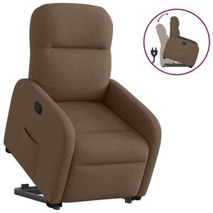 vidaXL Sill&oacute;n reclinable elevable de tela marr&oacute;n
