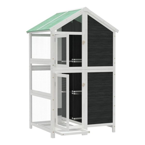 vidaXL Casita para p&aacute;jaros madera maciza pino gris 97x81x152 cm