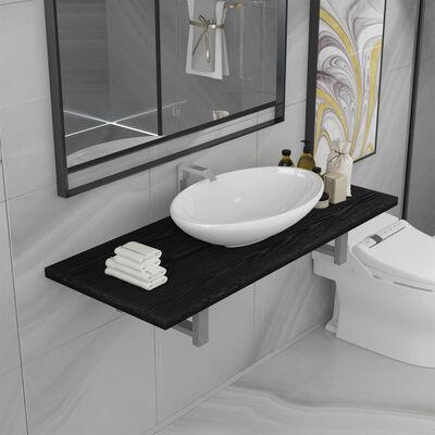 vidaXL Conjunto de muebles de baño 2 piezas cerámica negro