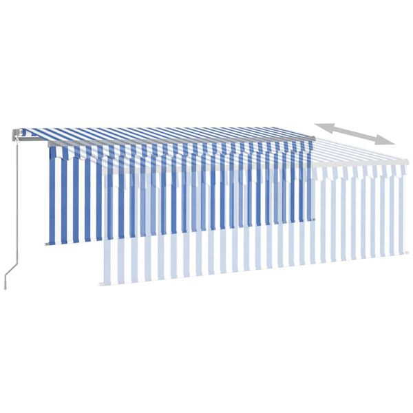 vidaXL Toldo retr&aacute;ctil manual con persiana azul y blanco 4,5x3 m