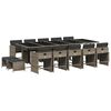 vidaXL Set comedor de jard&iacute;n con cojines 15 pzas rat&aacute;n sint&eacute;tico gris