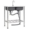 vidaXL Fregadero de camping doble seno y grifo acero inoxidable