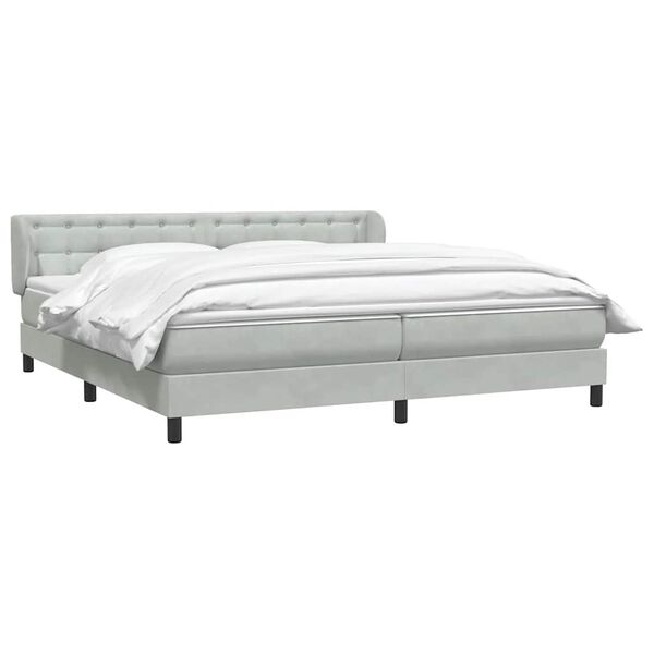 vidaXL Cama box spring con colchones terciopelo gris claro 180x210 cm