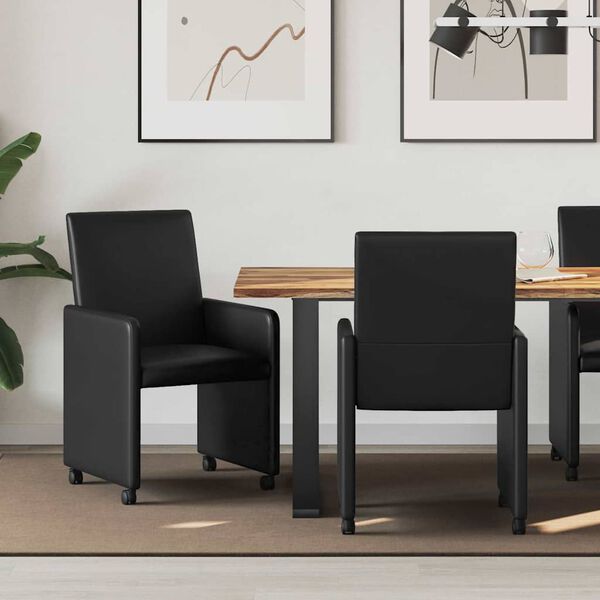vidaXL Sillas de Comedor con Ruedas 2 pcs Negro 57 x 66 x 94 cm