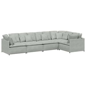 vidaXL Sof&aacute; modular con cojines de terciopelo gris claro