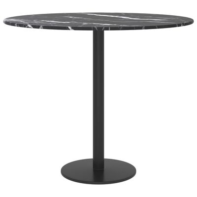 vidaXL Tablero de mesa diseño mármol vidrio templado negro Ø50x0,8 cm