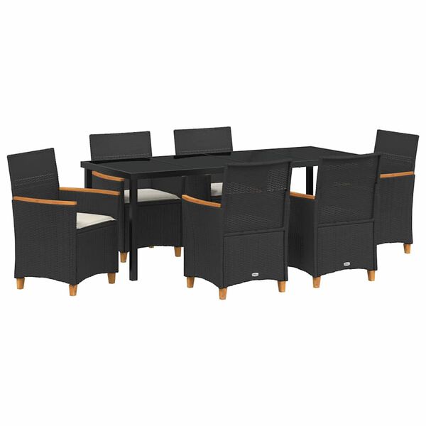 vidaXL Conjunto de Comedor de Jard&iacute;n 7 pcs Negro rat&aacute;n sint&eacute;tico