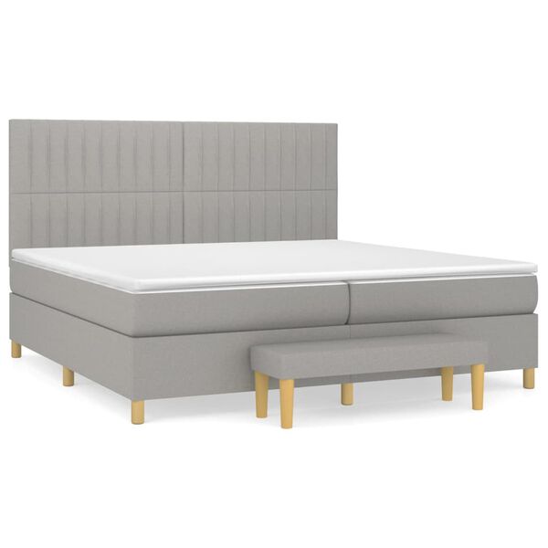 vidaXL Cama box spring con colch&oacute;n tela gris claro 200x200 cm