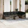 vidaXL Set de muebles de jard&iacute;n 9 pzas y cojines rat&aacute;n sint&eacute;tico gris