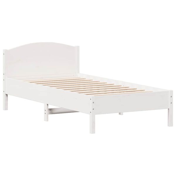 vidaXL Estructura de cama sin colch&oacute;n madera maciza blanca 75x190 cm