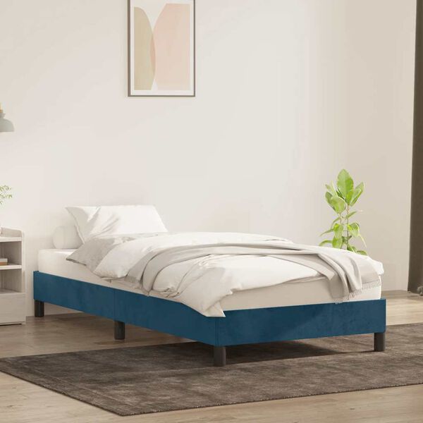 vidaXL Estructura de cama sin colch&oacute;n terciopelo azul oscuro 100x210cm