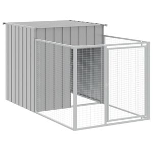 vidaXL Caseta para perro con corral gris claro 110x201x110 cm acero galvanizado