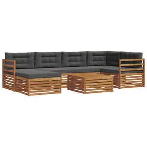 vidaXL Conjunto de sof&aacute;s de exterior 7 pcs Natural y Antracita