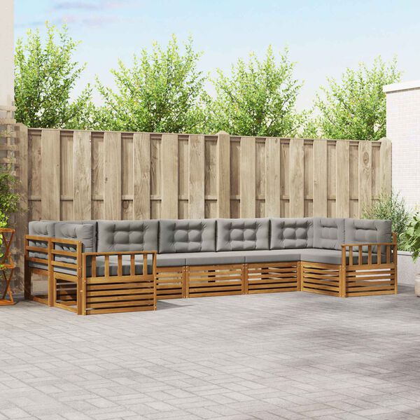 vidaXL Conjunto de sof&aacute;s de exterior 7 pcs Gris Natural y Claro