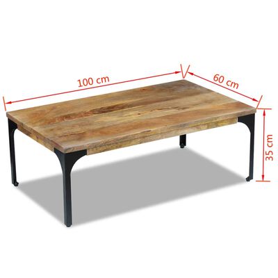 vidaXL Mesa de centro madera de mango 100x60x35 cm