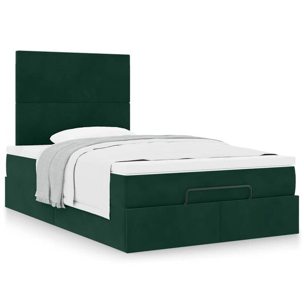 vidaXL Estructura cama otomana colchones terciopelo verde oscuro