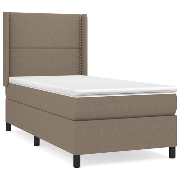 vidaXL Cama box spring con colch&oacute;n tela gris taupe 100x200 cm