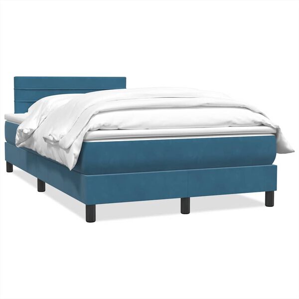 vidaXL Cama box spring con colch&oacute;n terciopelo azul oscuro 120x220 cm