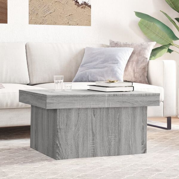 vidaXL Mesa de centro madera de ingenier&iacute;a gris Sonoma 80x55x40 cm