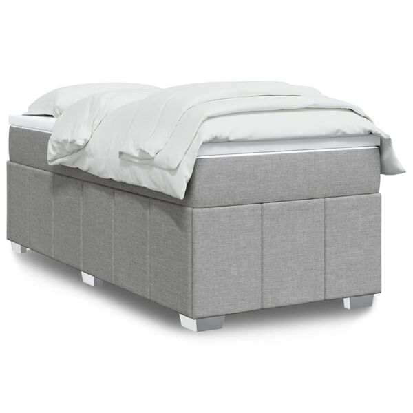vidaXL Cama box spring con colch&oacute;n tela gris claro 90x190 cm