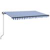 vidaXL Toldo manual retr&aacute;ctil con LED azul y blanco 400x350 cm