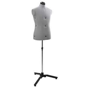vidaXL Maniqu&iacute; Ajustable Masculino Manual Gris 37.5-45.5 pulgadas tela