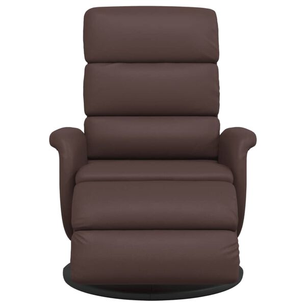 vidaXL Sill&oacute;n reclinable con reposapi&eacute;s cuero sint&eacute;tico marr&oacute;n