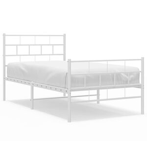 vidaXL Estructura cama sin colch&oacute;n con estribo metal blanco 90x200 cm