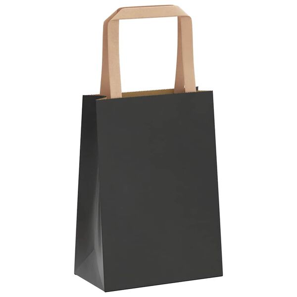 vidaXL Bolsas de papel con asas 250 uds negra 15x8x21 cm