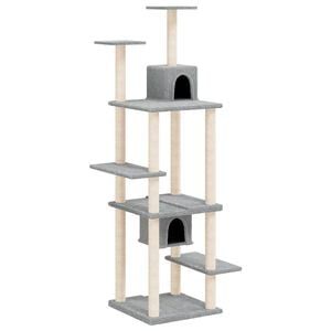 vidaXL Rascador para gatos con postes de sisal gris claro 176 cm