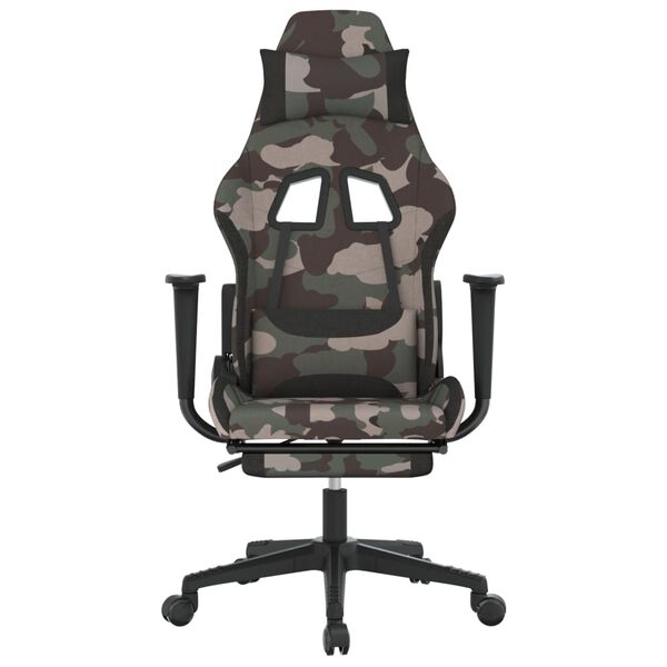 vidaXL Silla gaming giratoria con reposapi&eacute;s tela camuflaje y negro