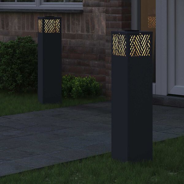 vidaXL Luz de camino LED solar 2 pcs Antracita Acero laminado en fr&iacute;o