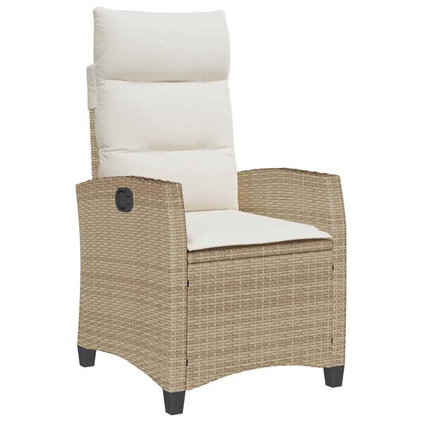 vidaXL Silla de jardín reclinable con mesa auxiliar ratán beige