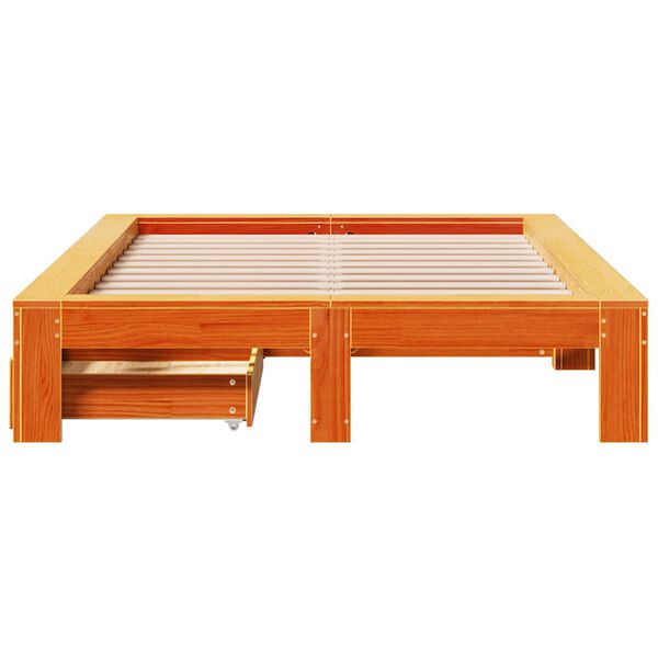 vidaXL Cama sin colch&oacute;n madera maciza de pino marr&oacute;n cera 120x200 cm