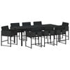 vidaXL Conjunto de Comedor de Jard&iacute;n 9 pcs Negro rat&aacute;n sint&eacute;tico