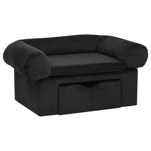 vidaXL Sof&aacute; para perros con caj&oacute;n felpa negro 75x50x38 cm