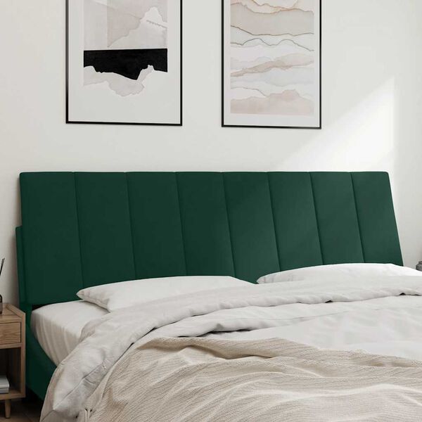 vidaXL Cabecero de cama acolchado Hanko terciopelo verde oscuro 160 cm