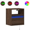 vidaXL Mesita de noche de pared con luces LED roble marr&oacute;n