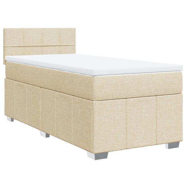 vidaXL Cama box spring con colch&oacute;n tela color crema 100x200 cm